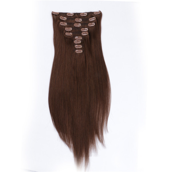 Clip in Dark brown Straight long Brazilian Clip in Hair Extension 300g Remy Human CLIP IN HAIR HN221